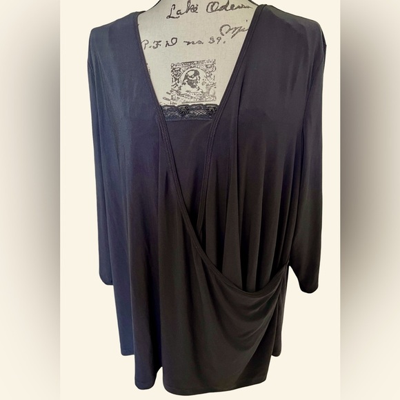 Lane Bryant Woman’s Black Crisscross Top with attached Camisole -Plus Size 26/28 - Picture 1 of 6